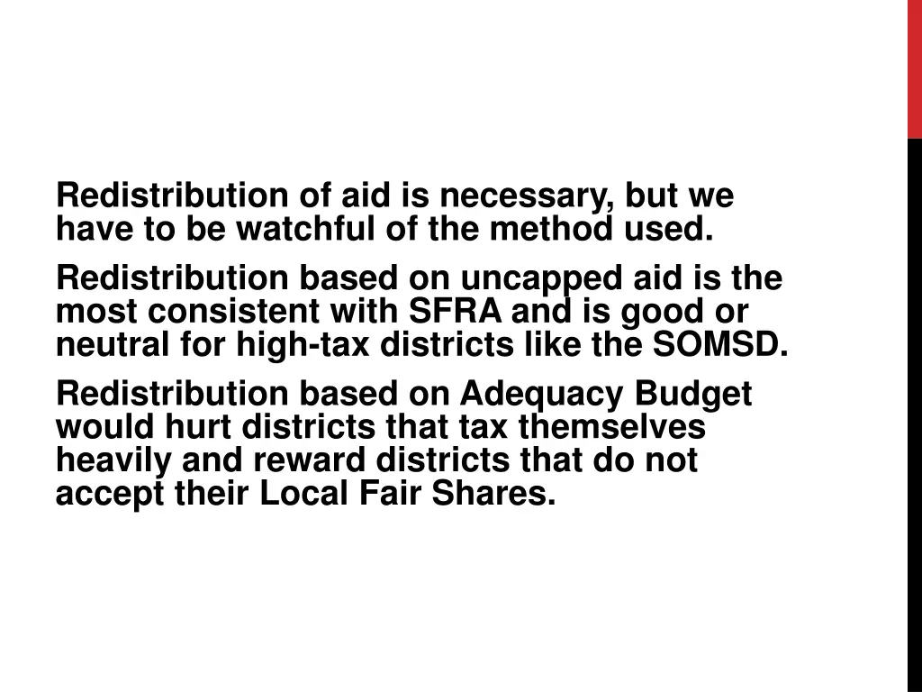 redistribution of aid is necessary but we have