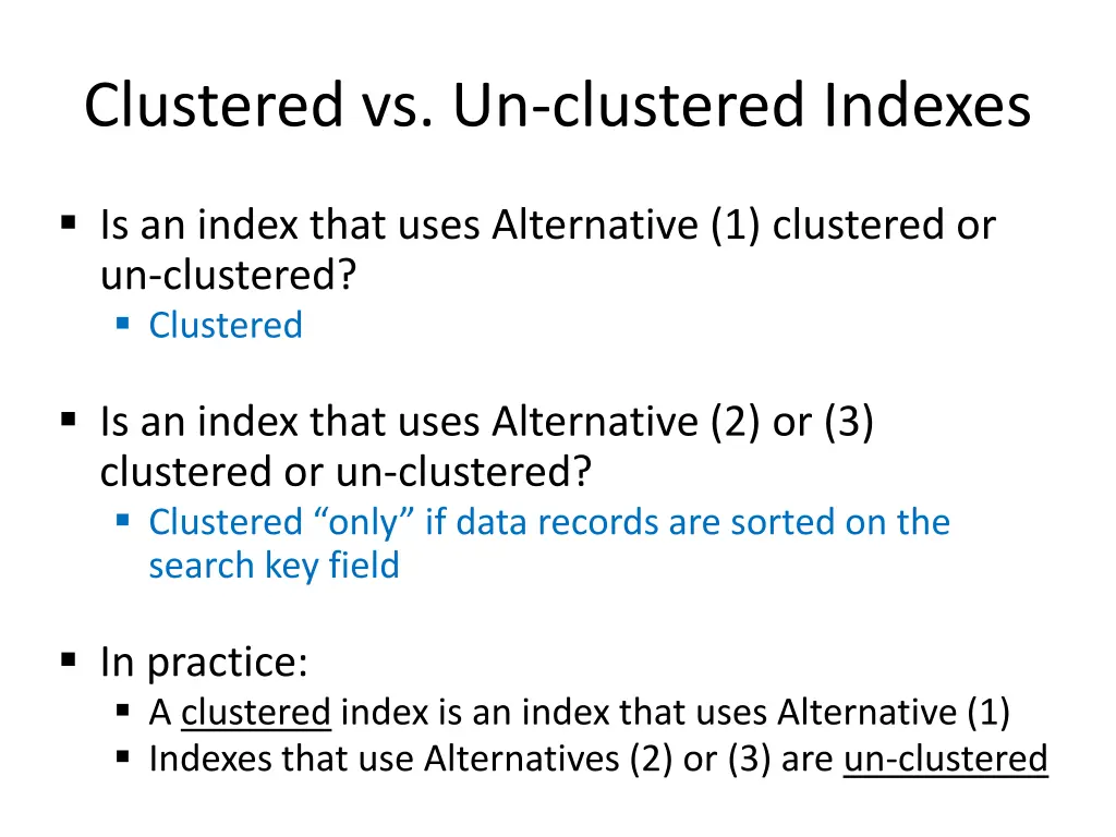 clustered vs un clustered indexes 1