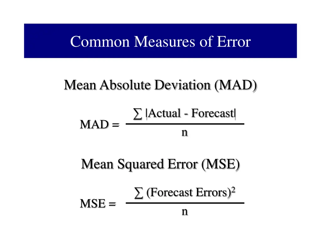 common measures of error