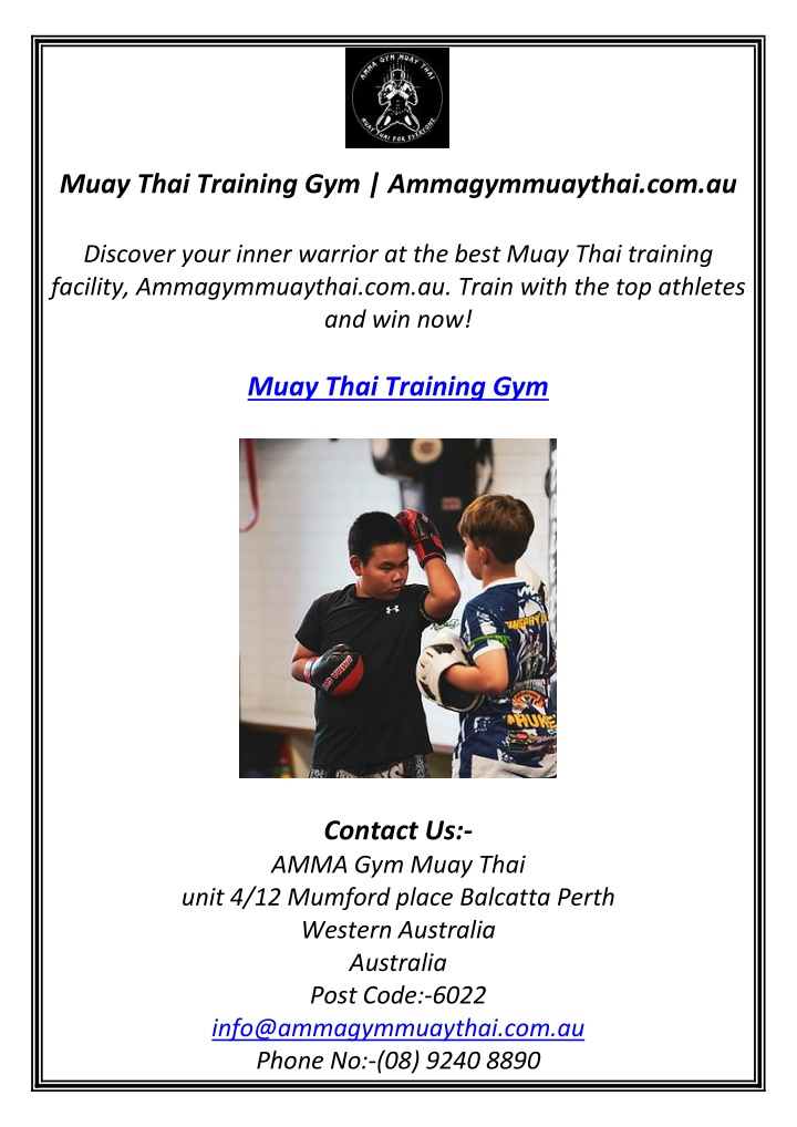 muay thai training gym ammagymmuaythai com au