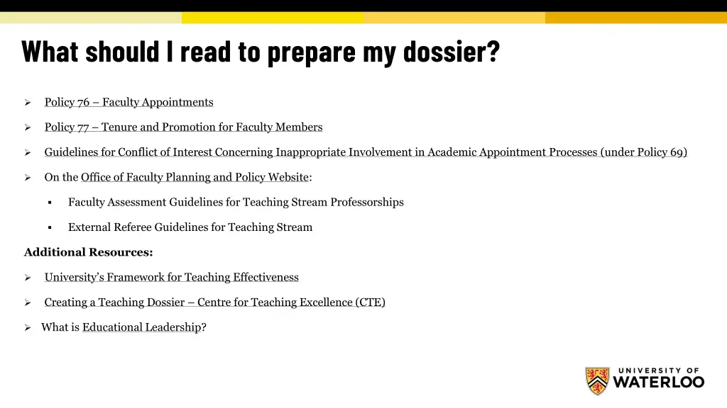 what should i read to prepare my dossier
