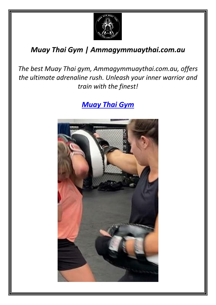 muay thai gym ammagymmuaythai com au