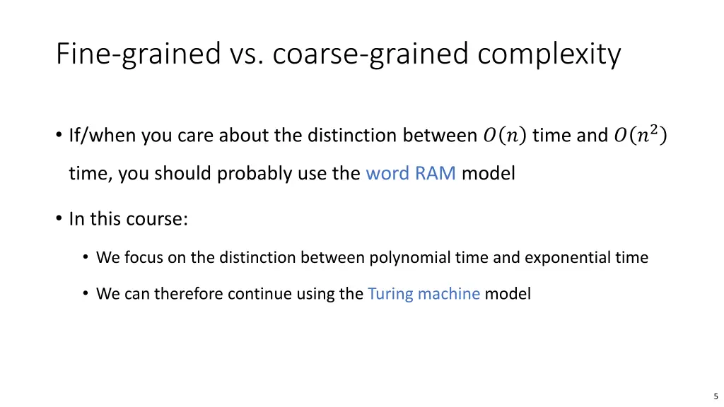 fine grained vs coarse grained complexity