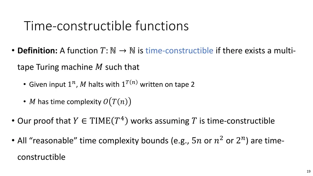 time constructible functions