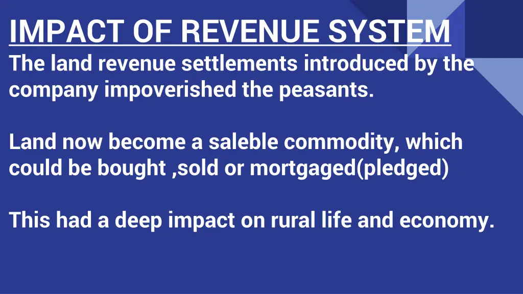 impact of revenue system the land revenue