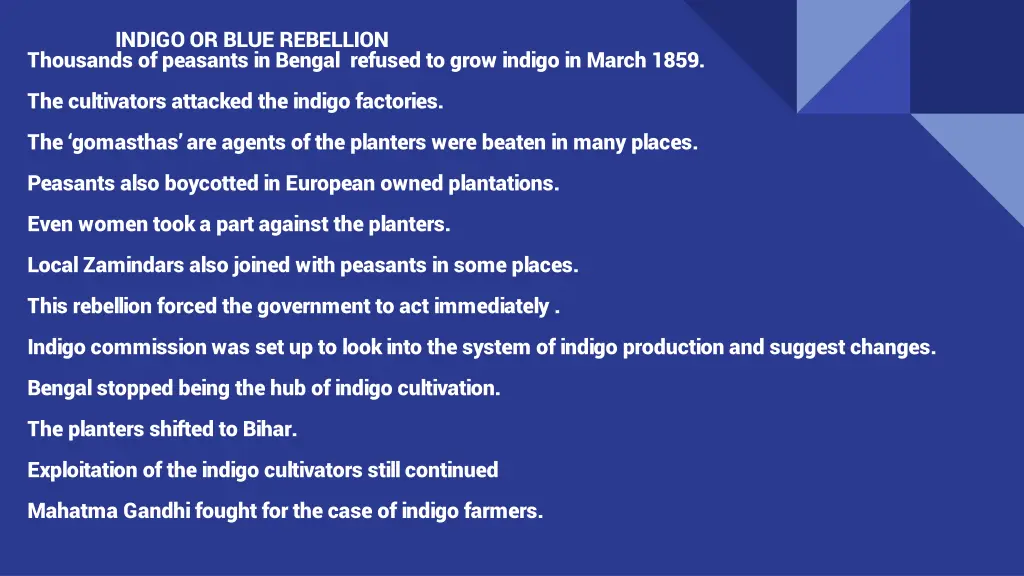 indigo or blue rebellion thousands of peasants