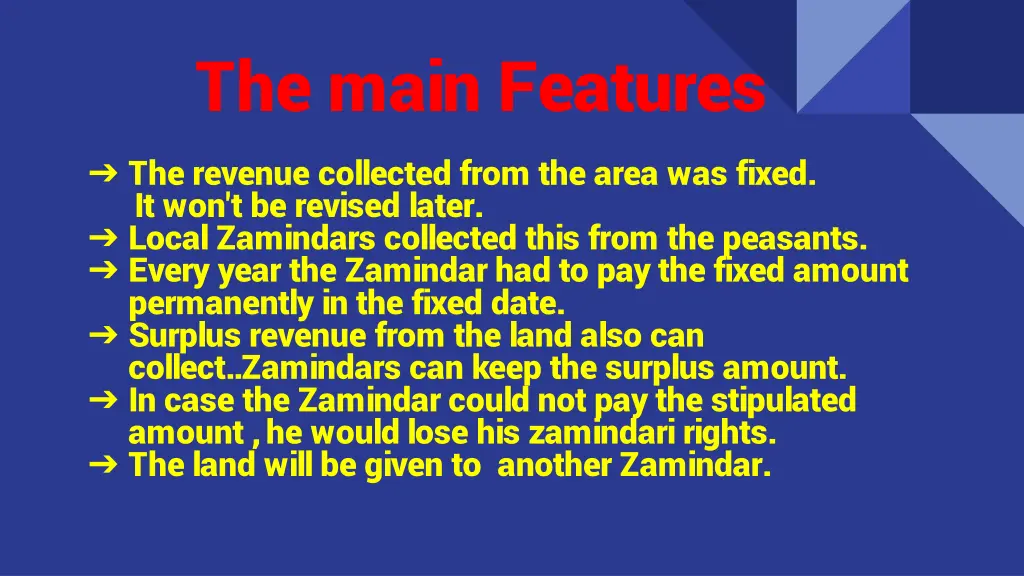 the main features