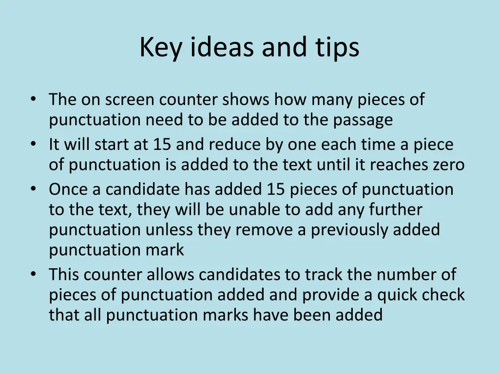 key ideas and tips