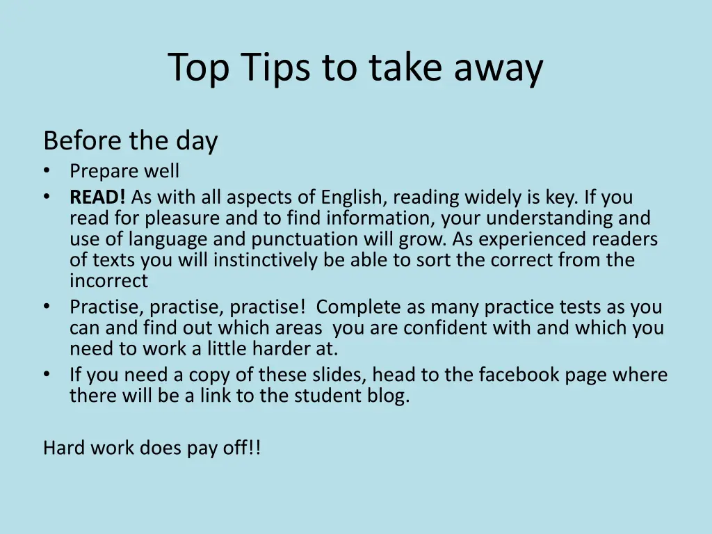 top tips to take away