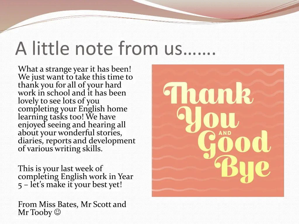 a little note from us