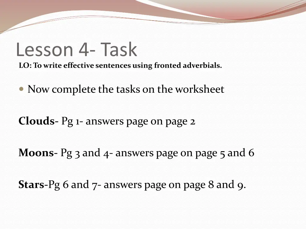 lesson 4 task lo to write effective sentences