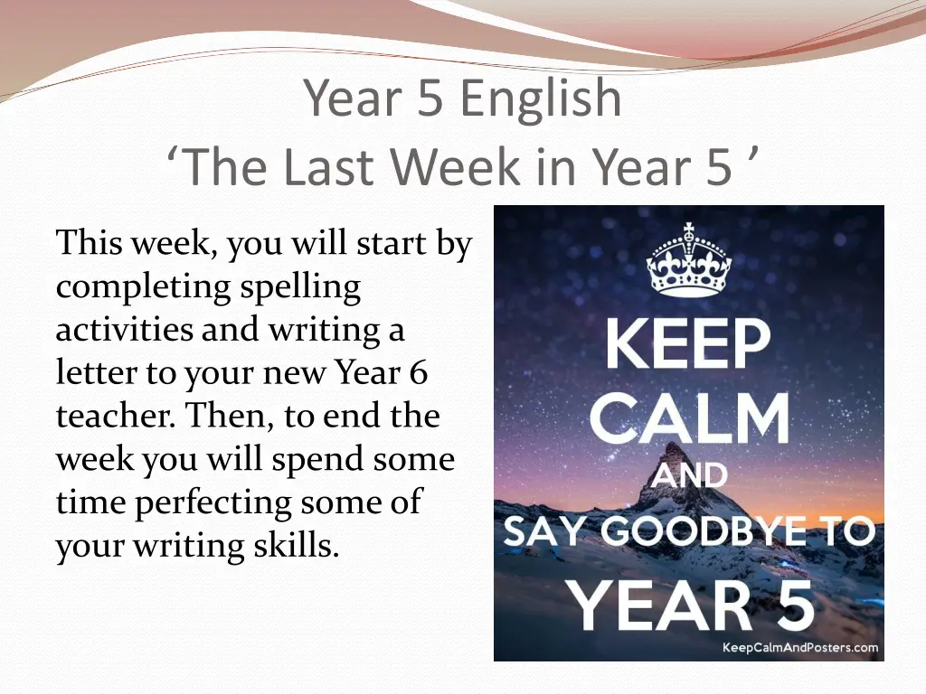 year 5 english the last week in year 5