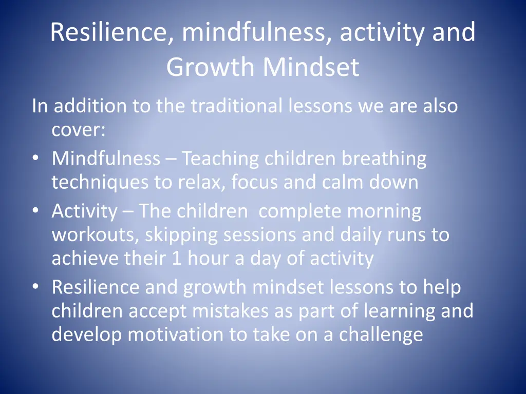 resilience mindfulness activity and growth mindset