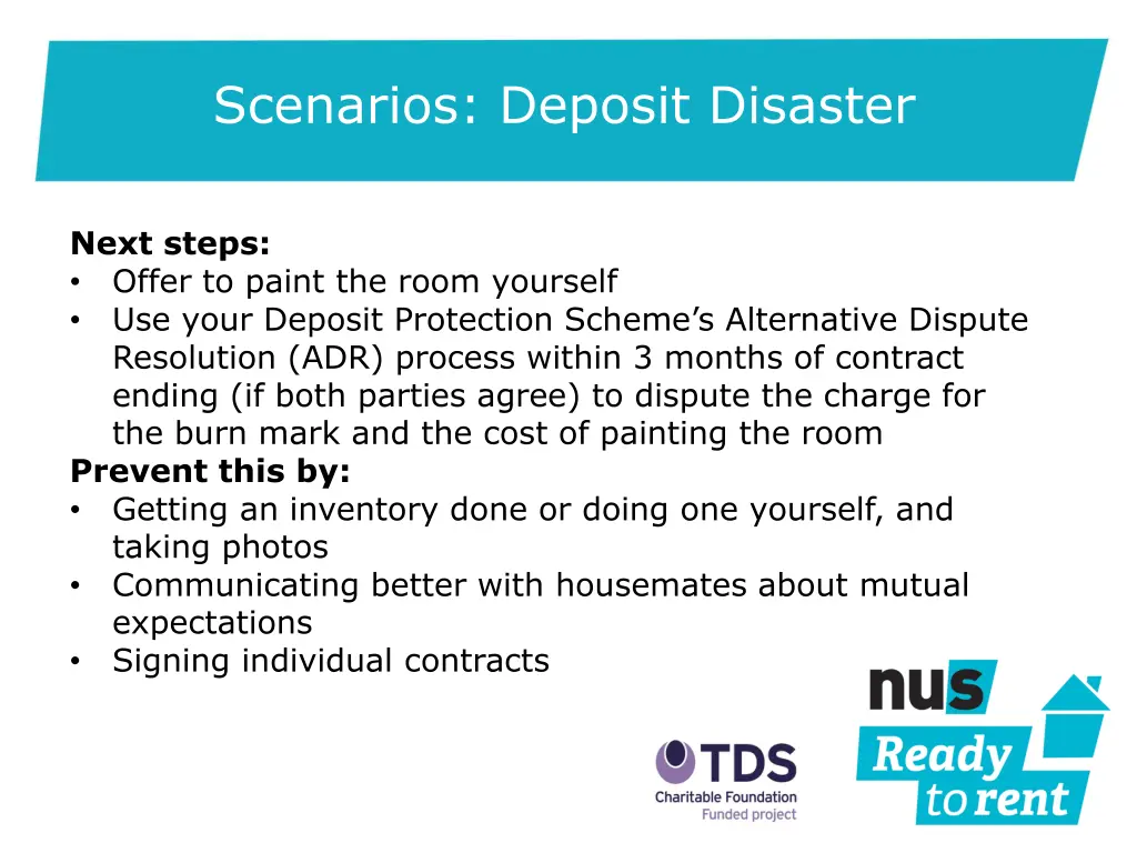 scenarios deposit disaster