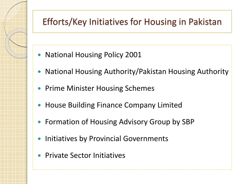 efforts key initiatives for housing in pakistan 1