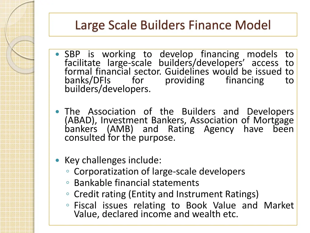 large scale builders finance model 1