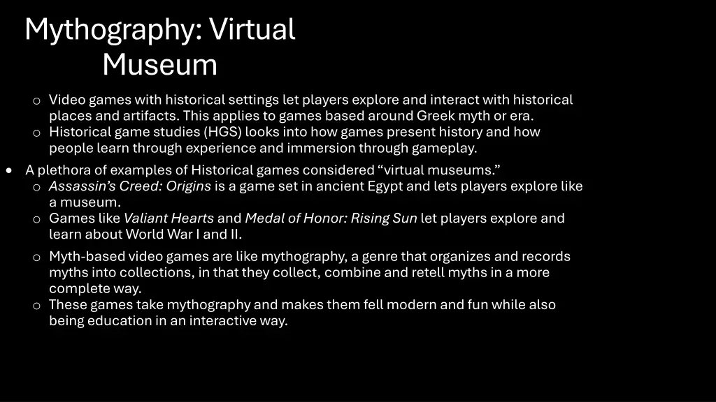 mythography virtual museum o video games with