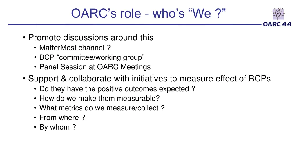 oarc s role who s we