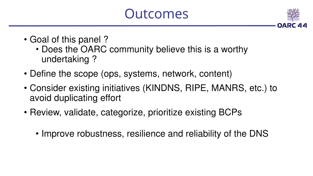 outcomes