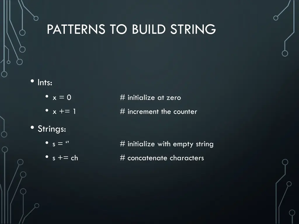 patterns to build string