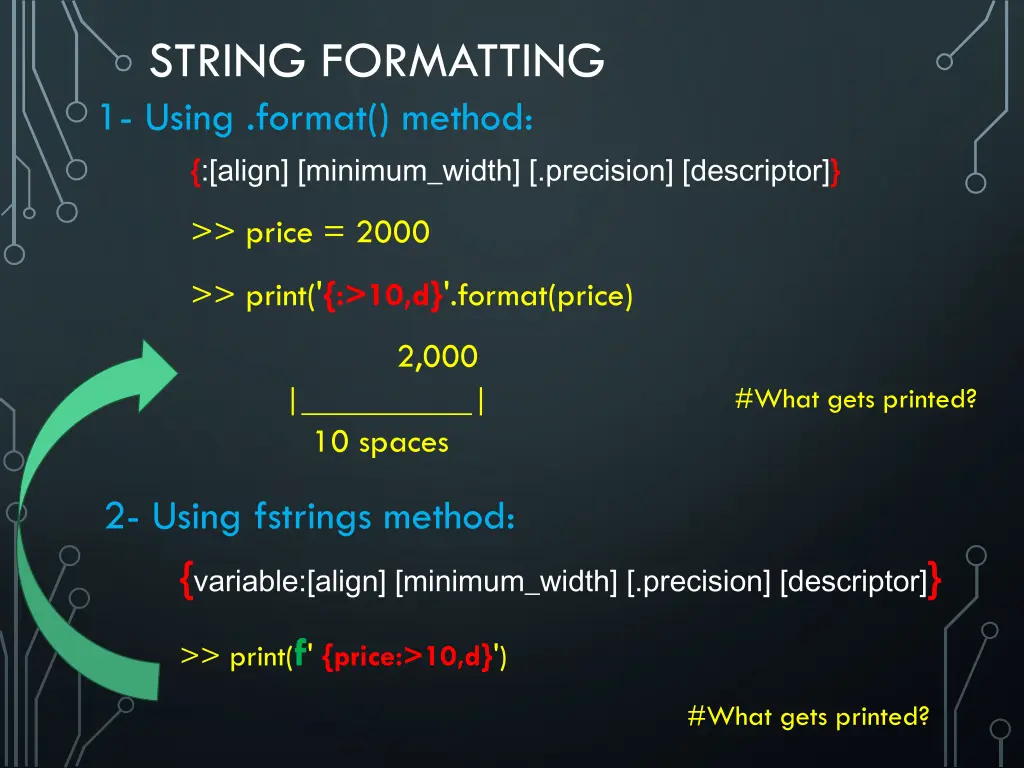 string formatting 1 using format method