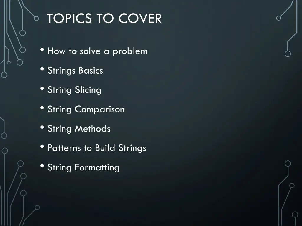 topics to cover