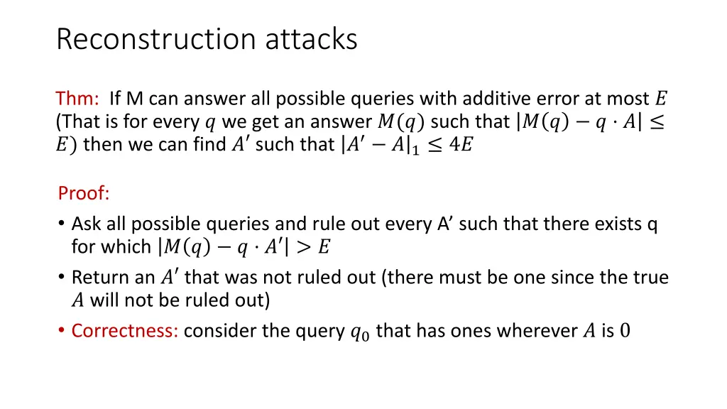 reconstruction attacks