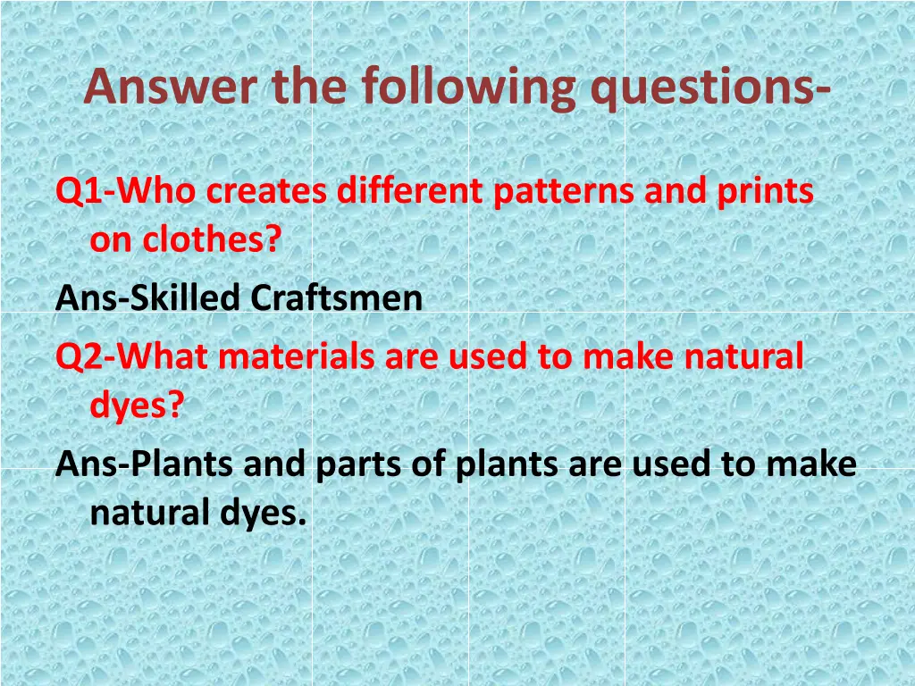 answer the following questions