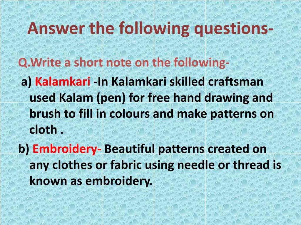 answer the following questions