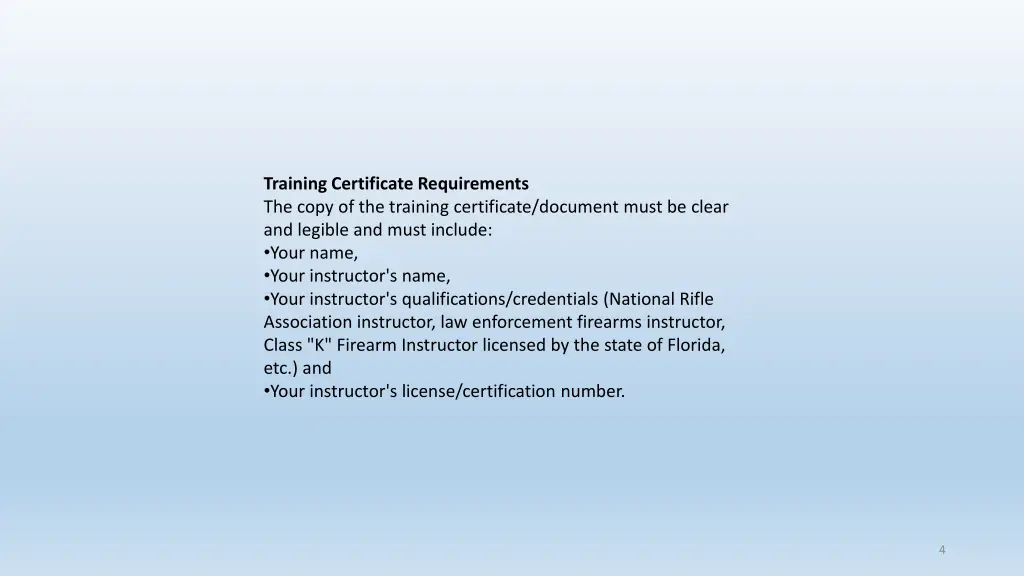training certificate requirements the copy