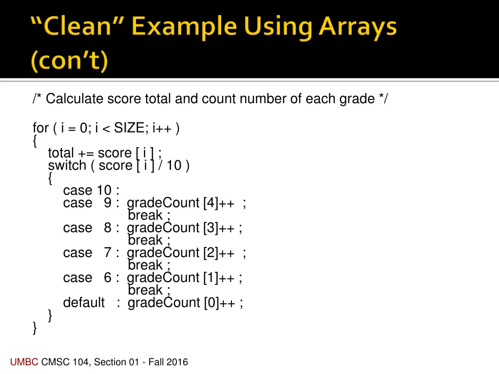 calculate score total and count number of each