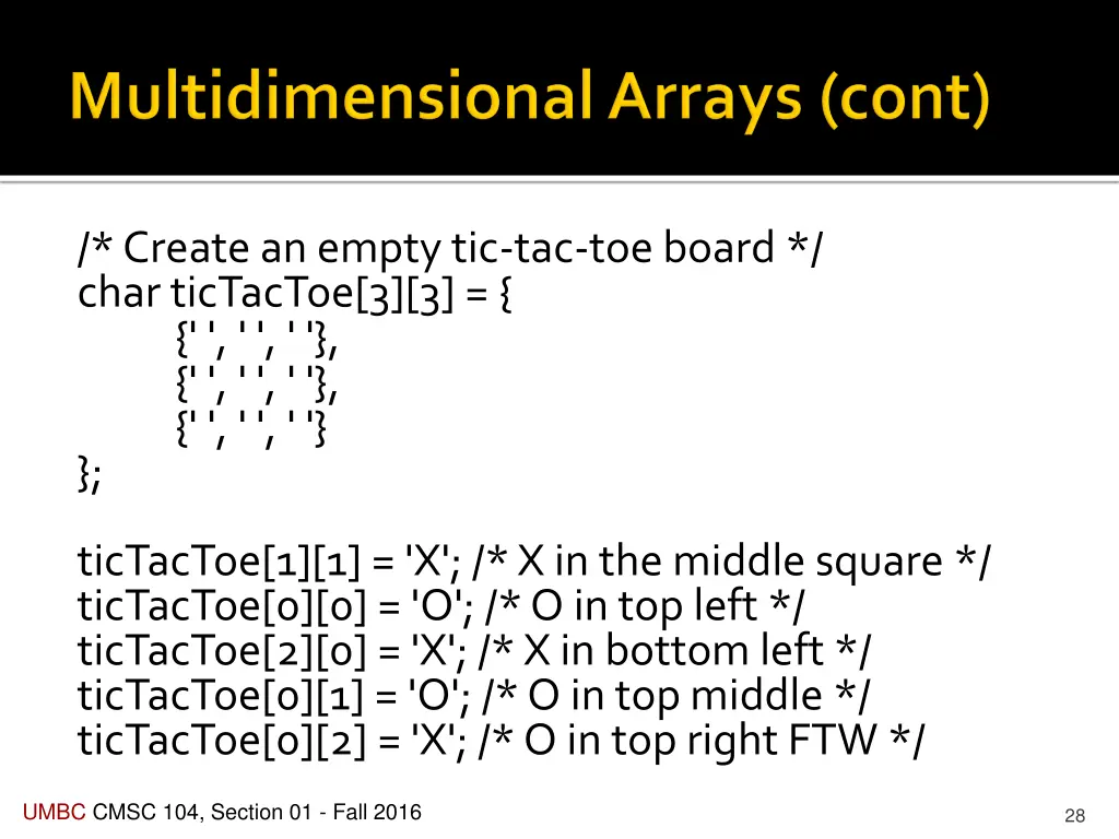create an empty tic tac toe board char tictactoe