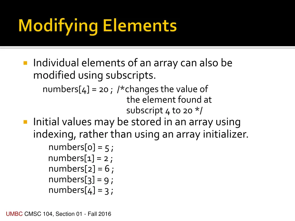 individual elements of an array can also