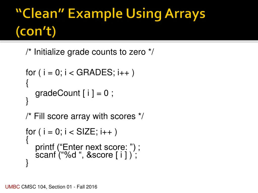 initialize grade counts to zero