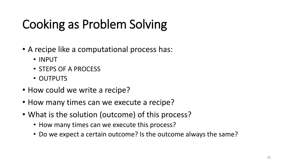 cooking as problem solving cooking as problem