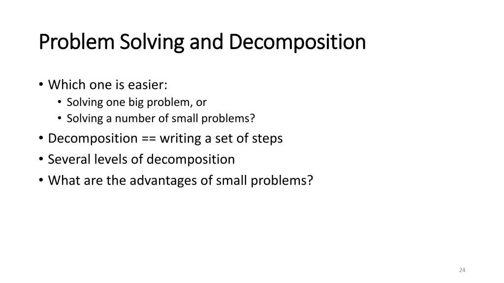 problem solving and decomposition problem solving 1