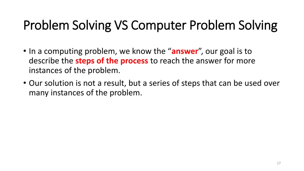 problem solving vs computer problem solving