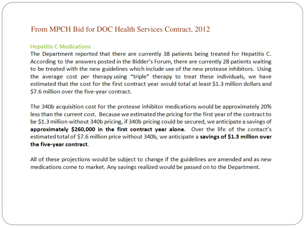 from mpch bid for doc health services contract