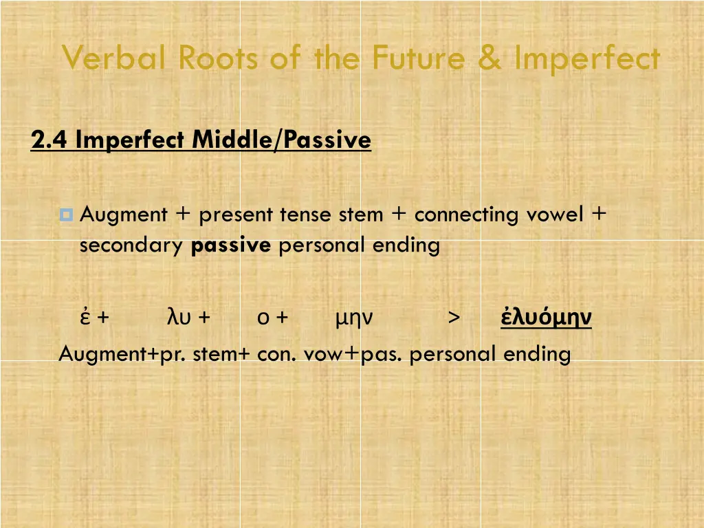 verbal roots of the future imperfect 16