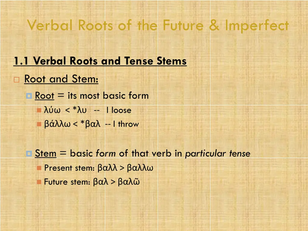 verbal roots of the future imperfect