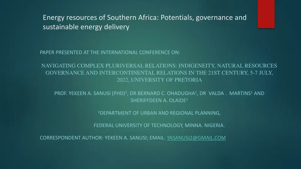 energy resources of southern africa potentials