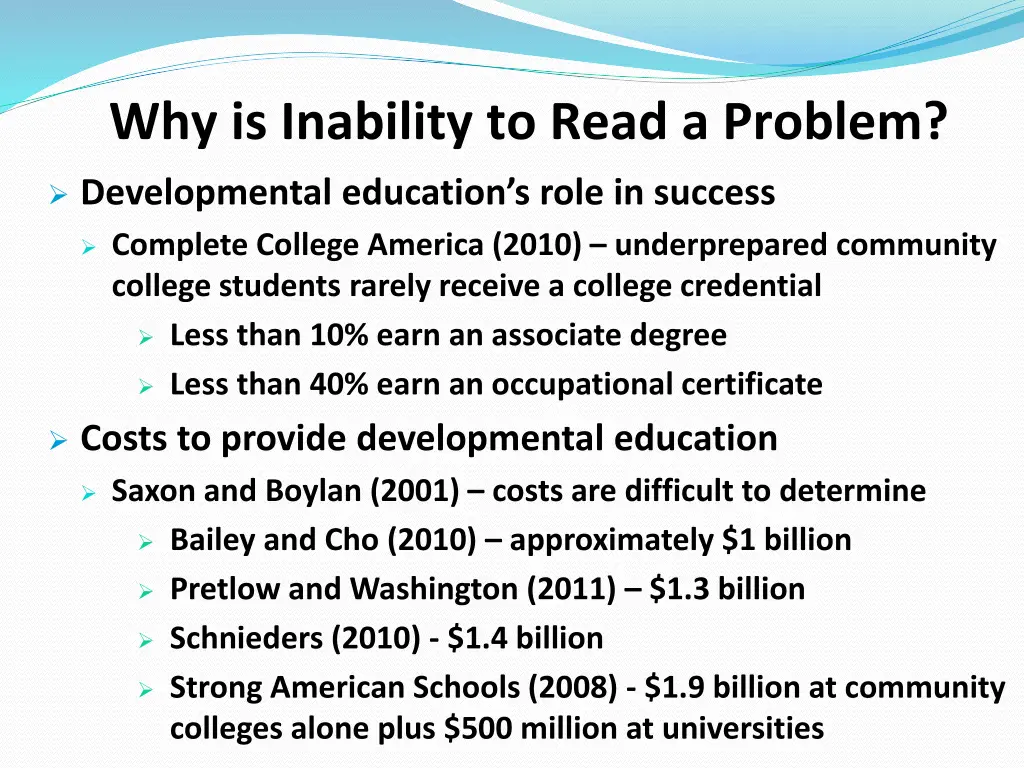 why is inability to read a problem