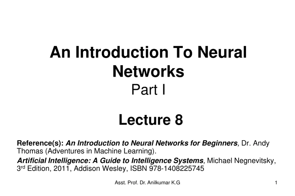 an introduction to neural networks part i