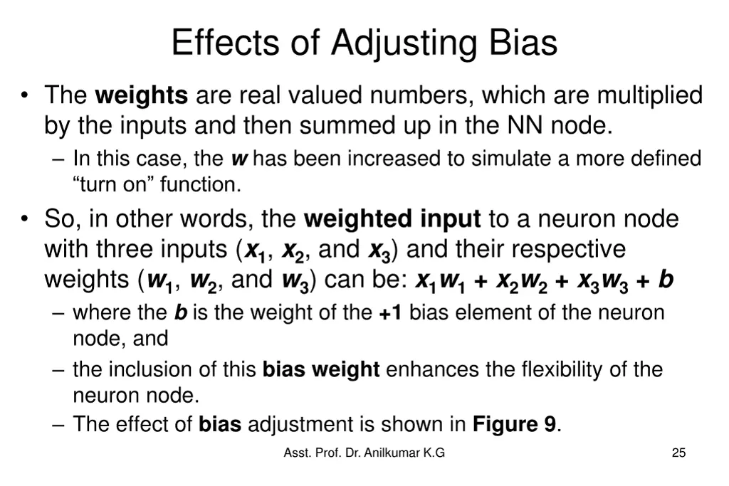 effects of adjusting bias