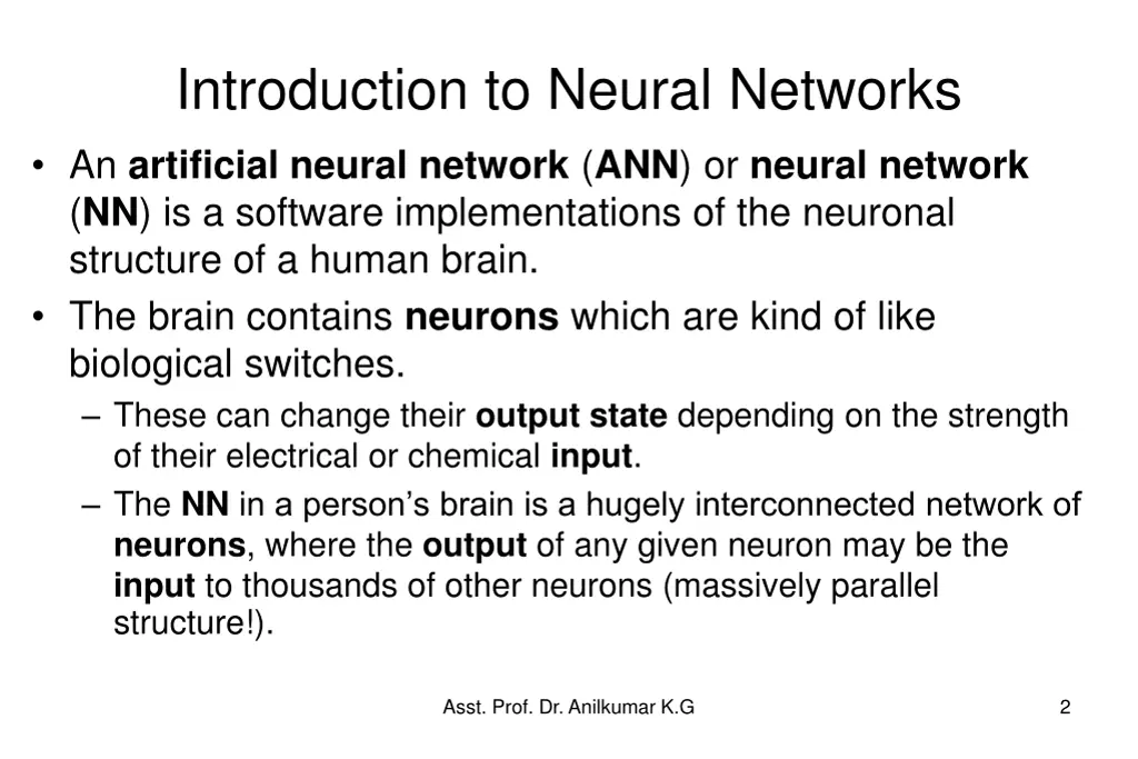 introduction to neural networks an artificial