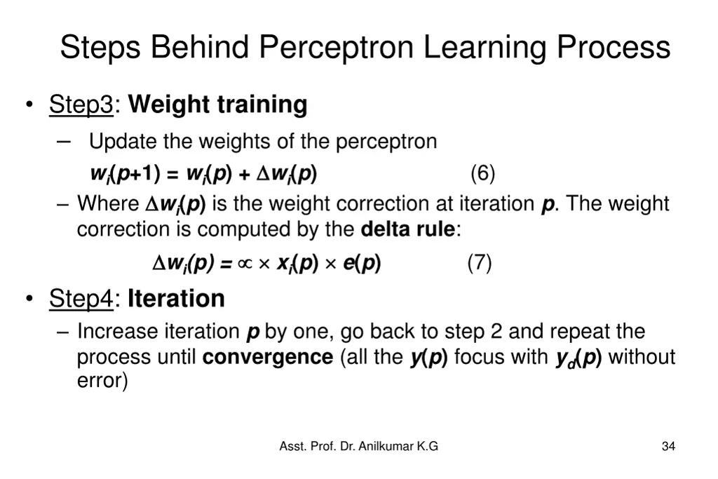 steps behind perceptron learning process 1