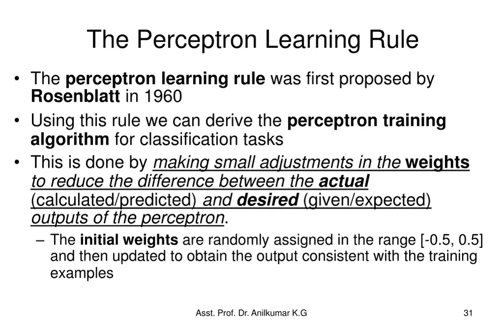 the perceptron learning rule
