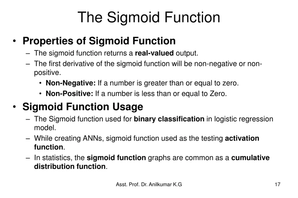 the sigmoid function 1