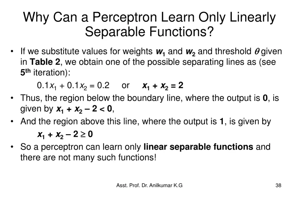 why can a perceptron learn only linearly 1