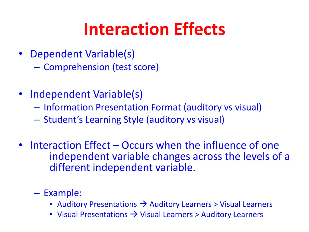 interaction effects